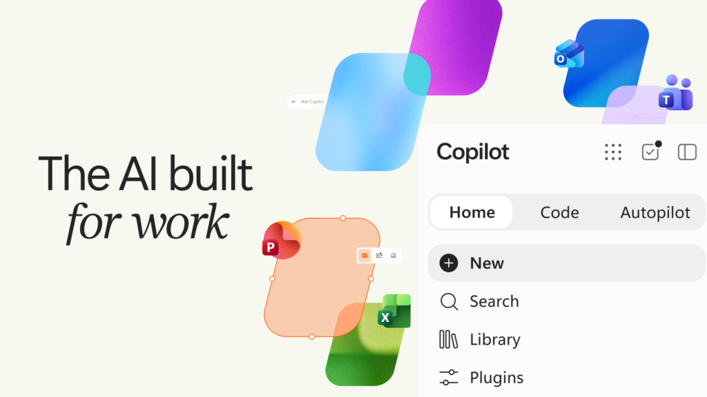 Логотип Microsoft Copilot на фоне интерфейса приложения