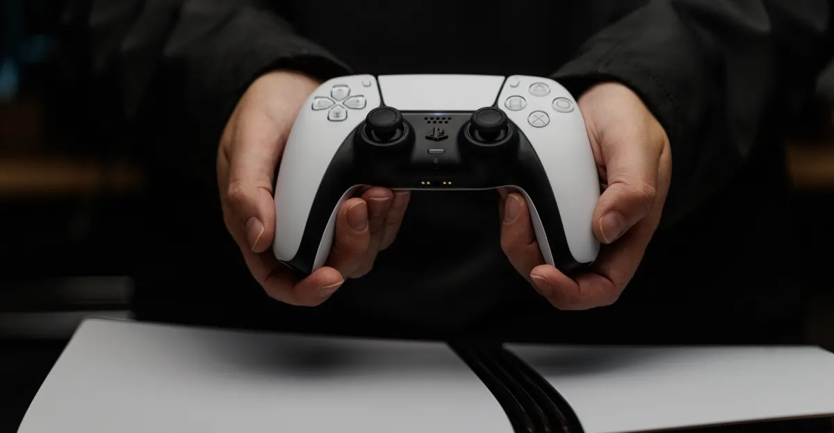 Логотип Sony на фоне игровых дисков PlayStation