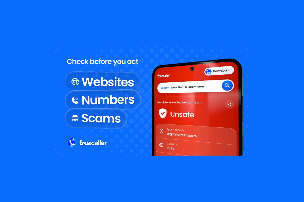 Интерфейс сервиса Scam Checker от Truecaller для проверки подозрительных номеров и ссылок