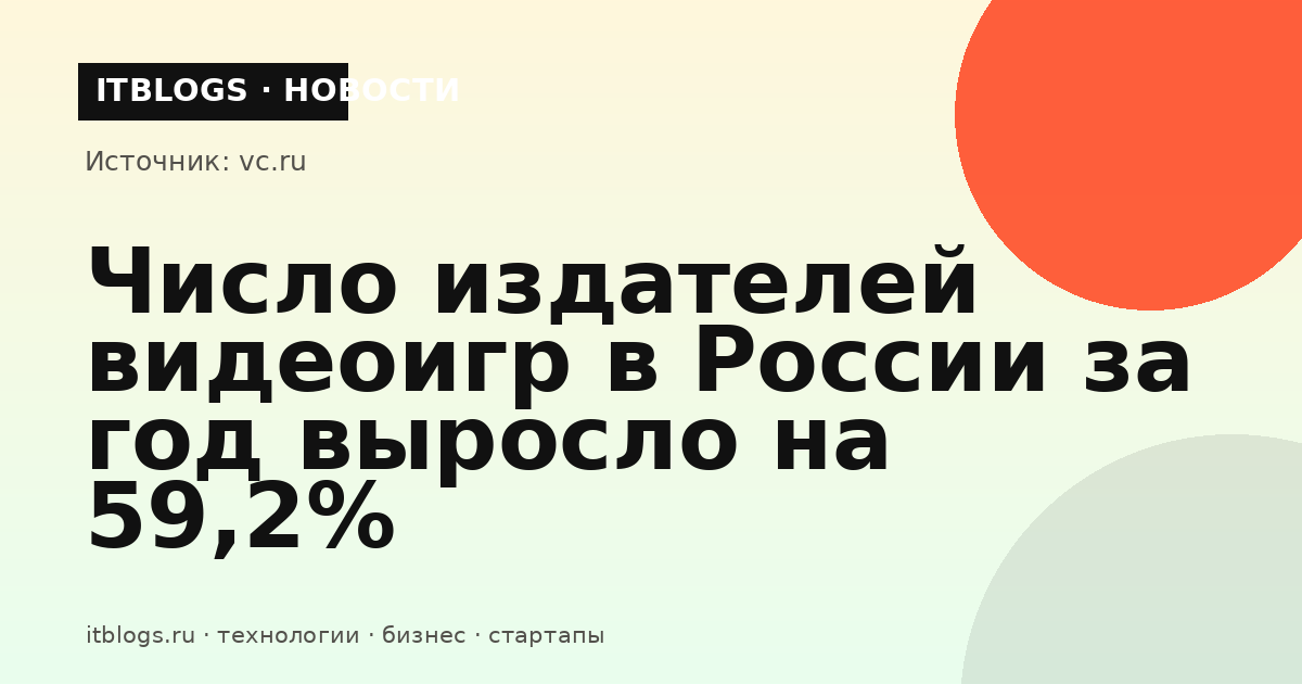 Разработка видеоигр в России: рост числа издателей на 59,2%