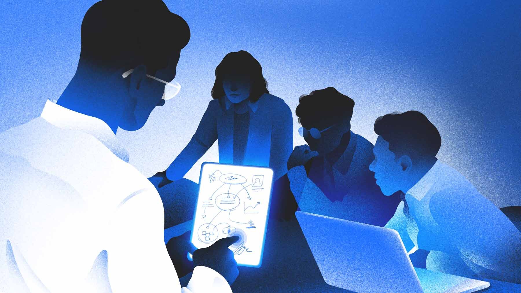 Иллюстрация к колонке Эрика Франсиа из Uniplay о построении команды «автономных людей» в эпоху ИИ